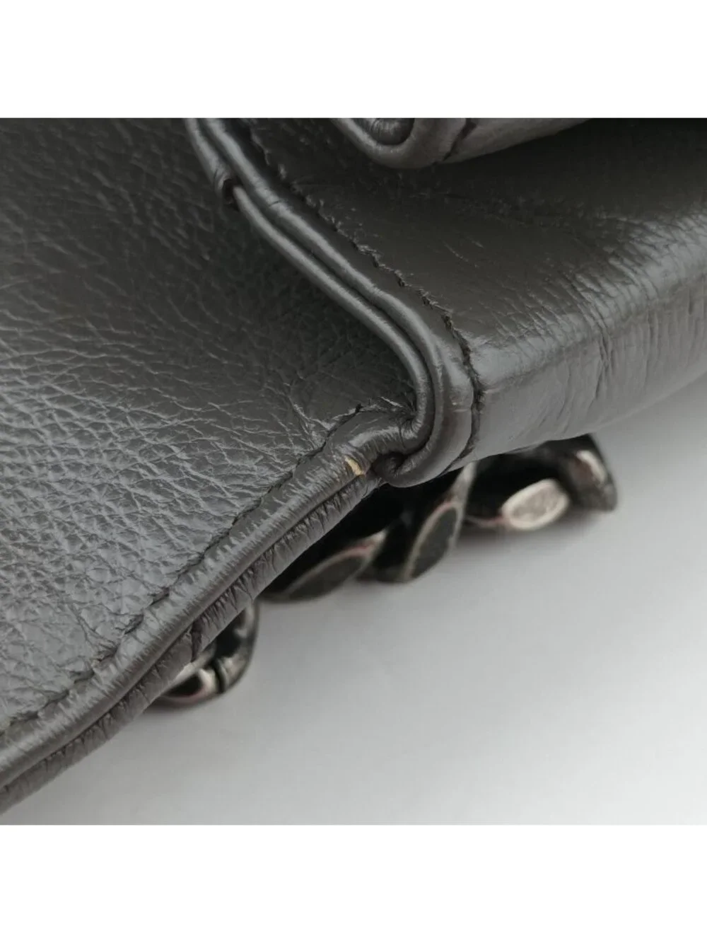 Saint Laurent Carre Gray Leather Shoulder Bag